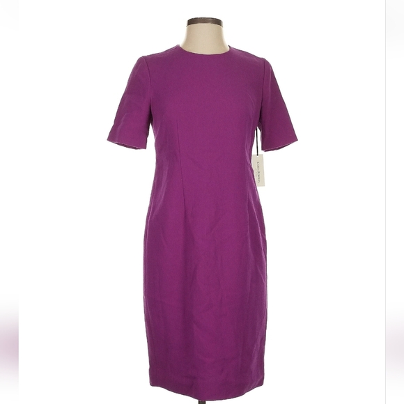 Karen Roberts Womens' Sheath Dress Italian Wool Crepe Silk Lining Amythest Sz 2 - Picture 1 of 5
